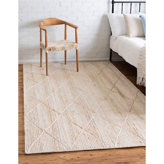 Unique Loom Braided Jute Collection Area Rug - Trellis (9'  x 12' Rectangle, Ivory) | Lowe's