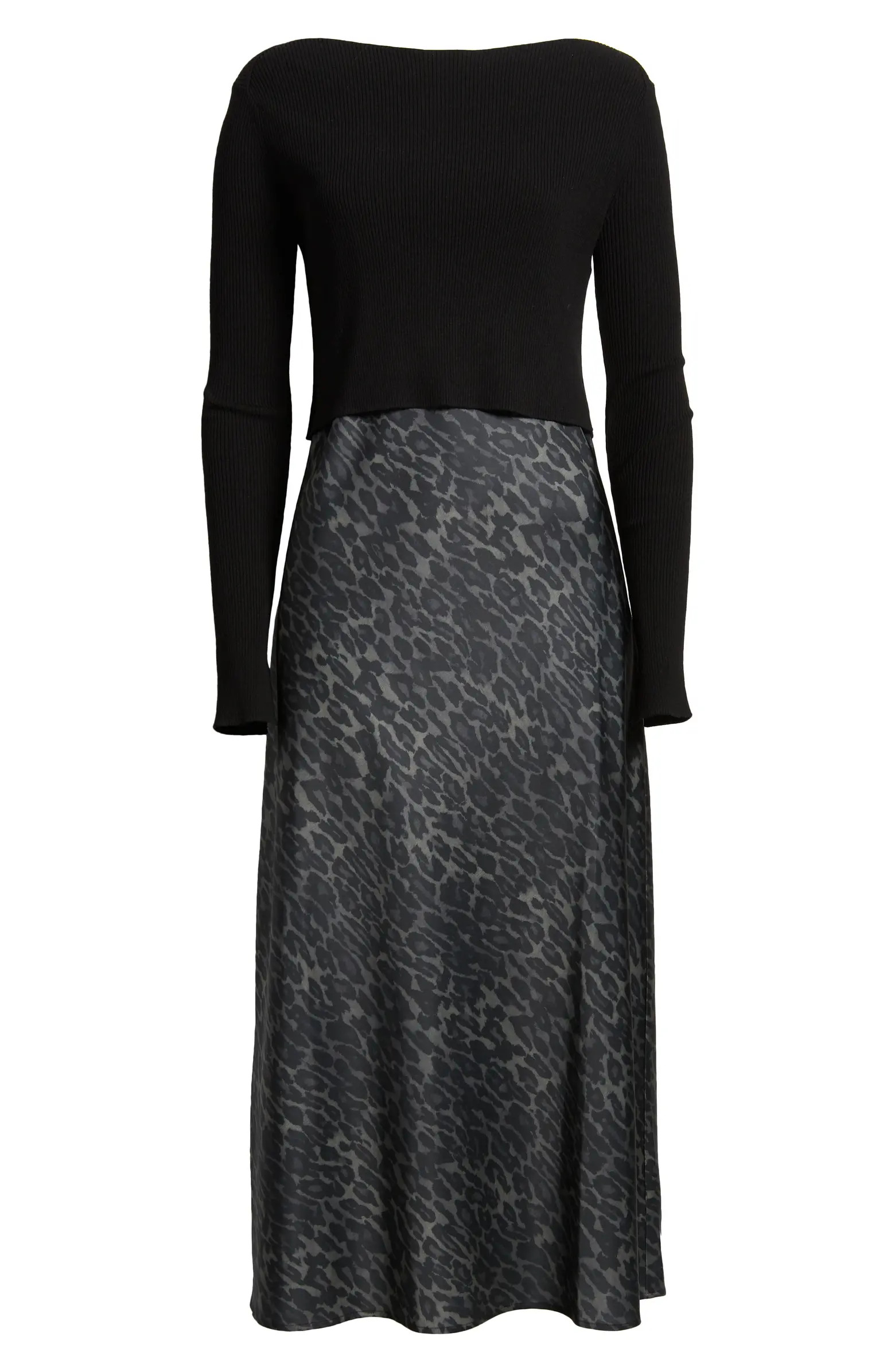 AllSaints Hera Two-Piece Crop Rib Sweater & Satin Slipdress | Nordstrom | Nordstrom