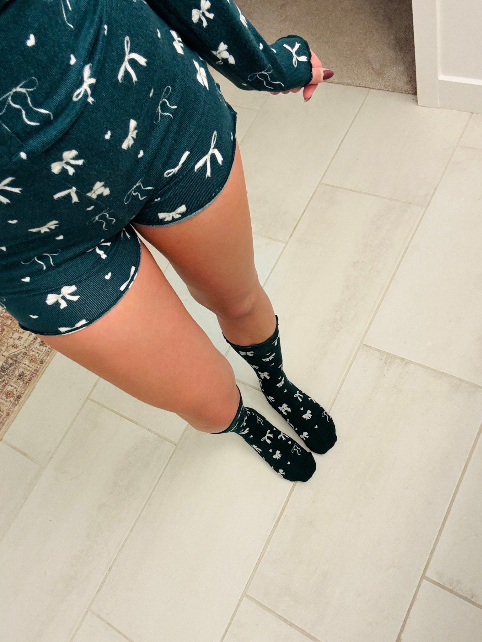 Obsessed with the green and the bows and the coziness!! 
Size small in the romper. TTS 

#LTKSeasonal #LTKHoliday
