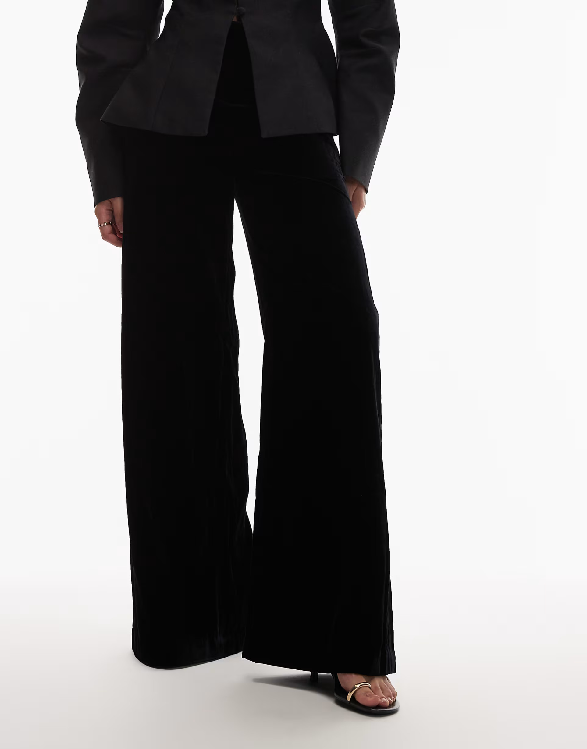& Other Stories velvet wide leg trousers in black | ASOS (Global)