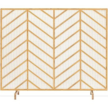 Best Choice Products 38x31in Single Panel Handcrafted Wrought Iron Mesh Chevron Fireplace Screen,... | Amazon (US)