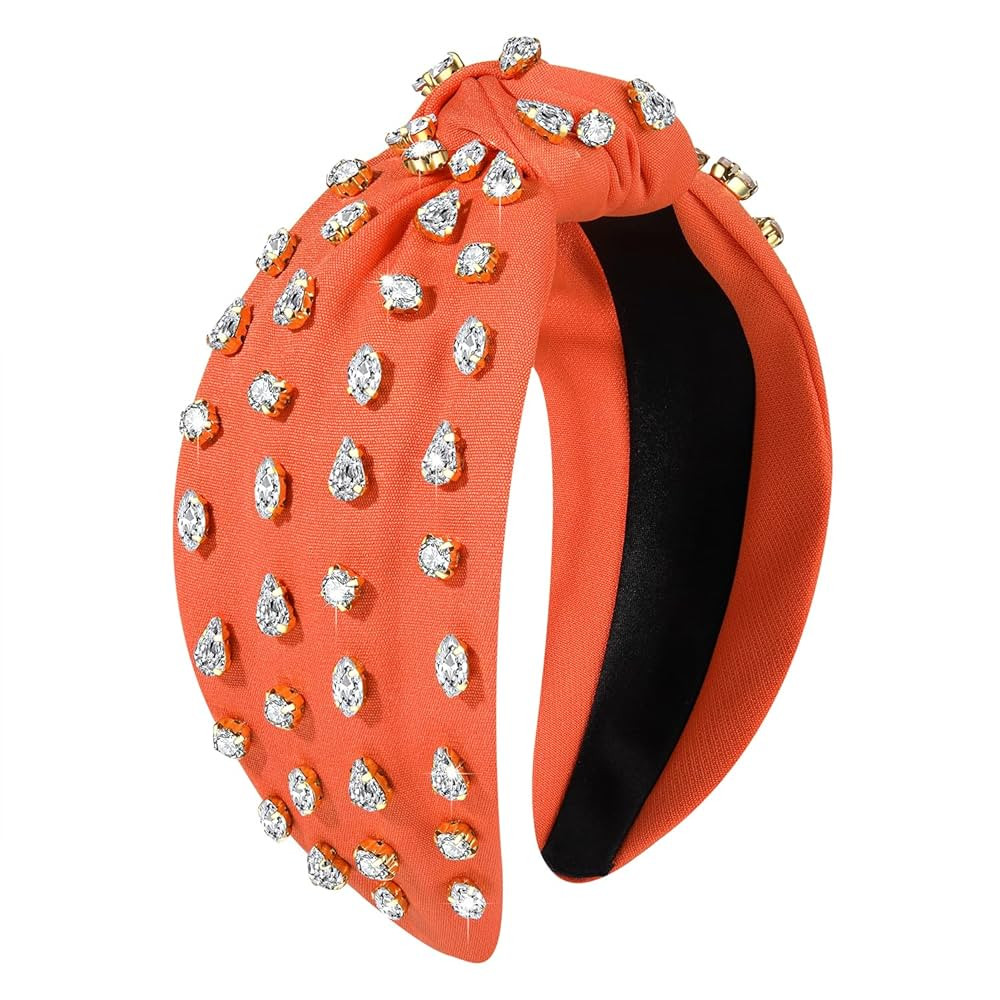 NVENF Rhinestone Knotted Headbands for Women, Crystal Beaded Jeweled Headbands, Top Knot Hairband... | Amazon (US)