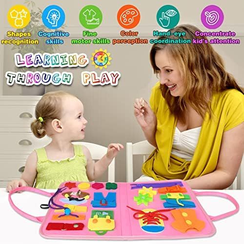 Busy Board Montessori Toys for Toddlers 1 2 3 4 Year Old, Sensory Activity Toys for Fine Motor Sk... | Amazon (US)