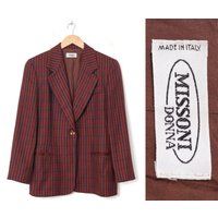 Women's Missoni Blazer Coat Jacket Wool Checked Red Size Uk 12 Us 8 | Etsy (US)