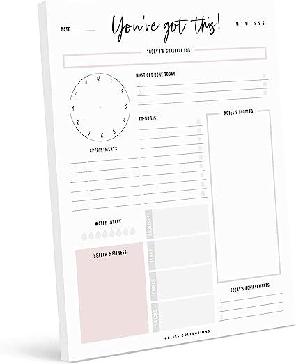 Bliss Collections Daily Planner with 50 Undated 8.5 x 11 Tear-Off Sheets - You've Got Thi... | Amazon (US)