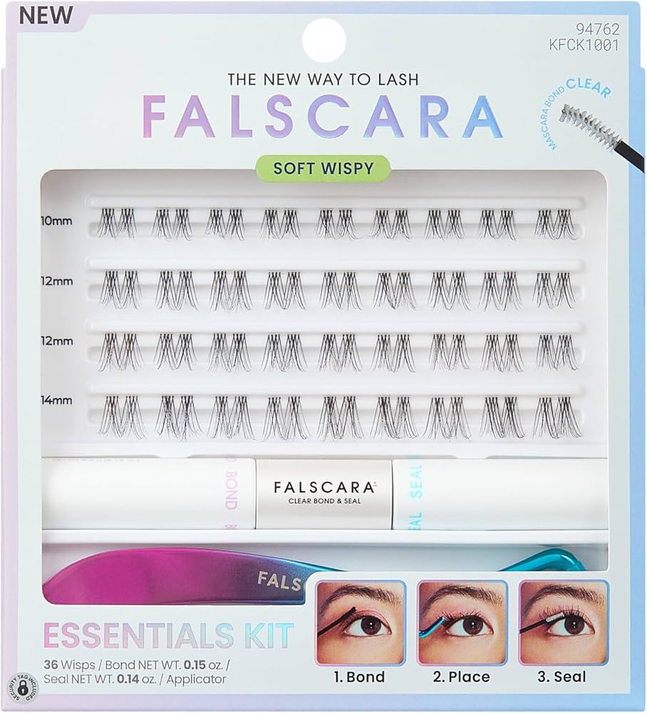 Falscara Soft Wispy Lash Clusters Kit, 36 Clear Band At-Home Lash Extensions with Bond, Seal & Ap... | Amazon (US)