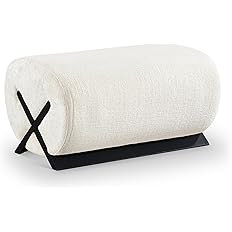 Meridian Furniture 33072Cream-Ott Akira Collection Art Deco Ottoman with Soft Cream Fabric, Black... | Amazon (US)