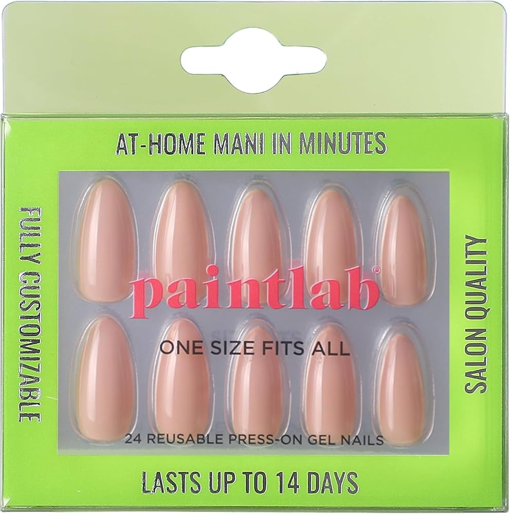 PaintLab Round Press On Nails Short Length - 24 Piece Fake Nails Plus Nail Glue, Nail File, Prep ... | Amazon (US)