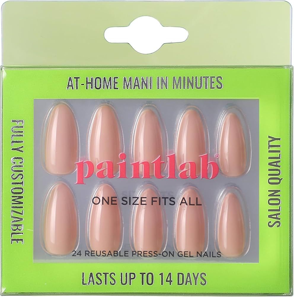 PaintLab Round Press On Nails Short Length - 24 Piece Fake Nails Plus Nail Glue, Nail File, Prep ... | Amazon (US)