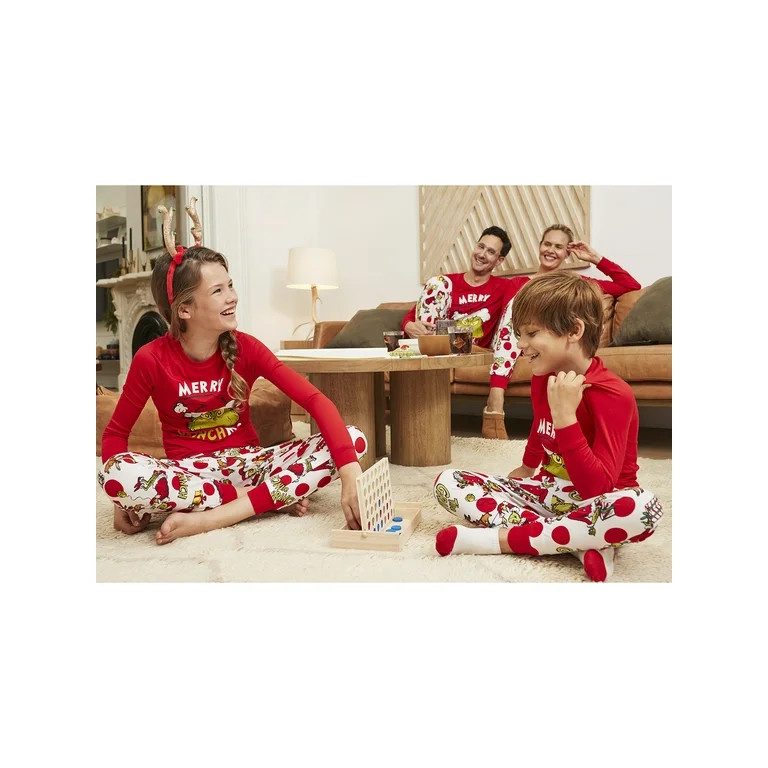 Dr. Seuss Grinch Women's Matching Family Long Sleeve Top and Pants Pajama Set, 2-Piece, Sizes S-3... | Walmart (US)