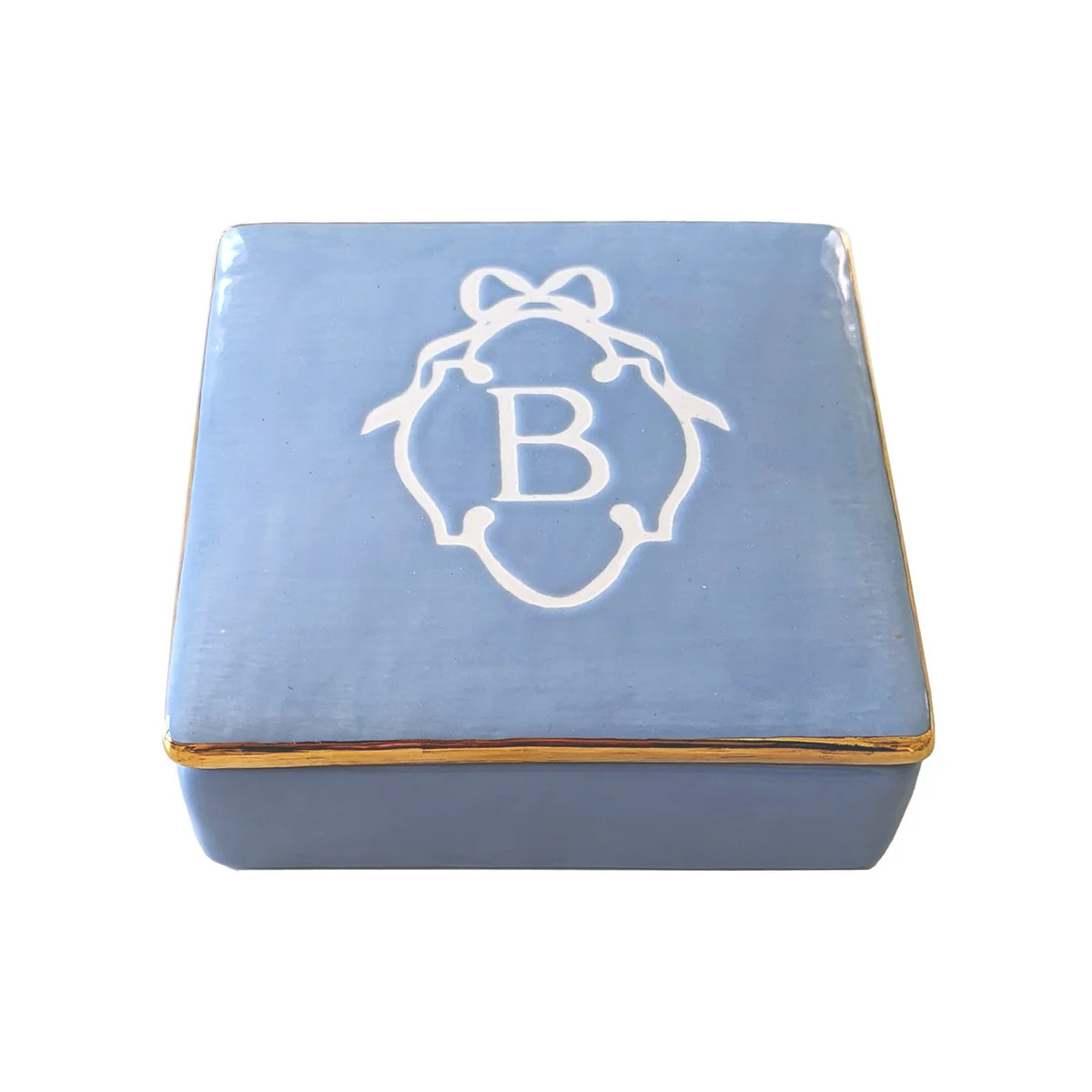 Bow Monogram Box with 22K Gold Accent | Ruby Clay Company