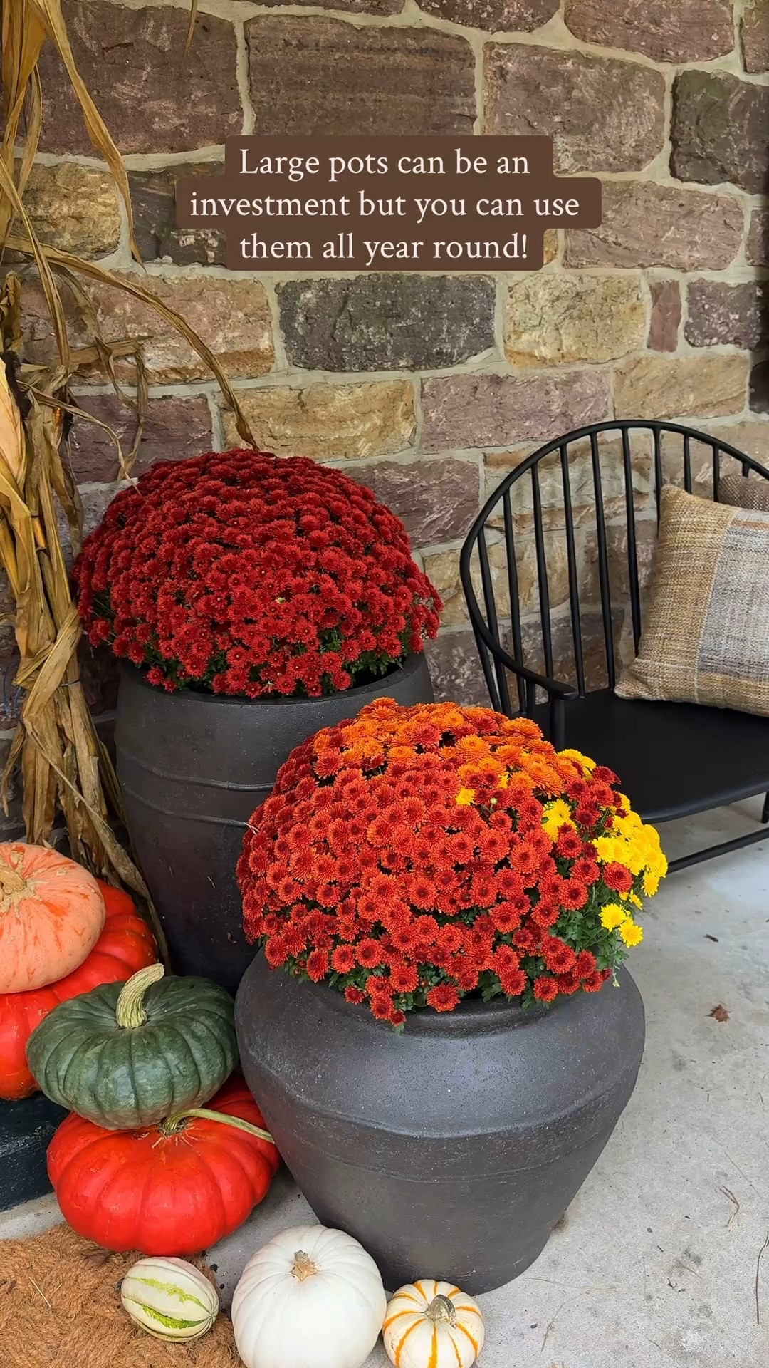 Large pots are definitely an investment, but they’re worth every penny. These beautiful potters from Rejuvenation shine all year long — overflowing with blooms in the spring and now grounding my fall porch with mums and pumpkins. 🍂✨ Durable, timeless, and seasonless.

#LTKHalloween #LTKFallSale #LTKSeasonal