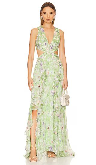 Noya Dress in Light Green Floral | Revolve Clothing (Global)