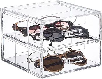 TIDYENDURE Clear Acrylic 2-Drawer Compact Storage Organization Drawers Set Sunglasses Supplies, U... | Amazon (US)