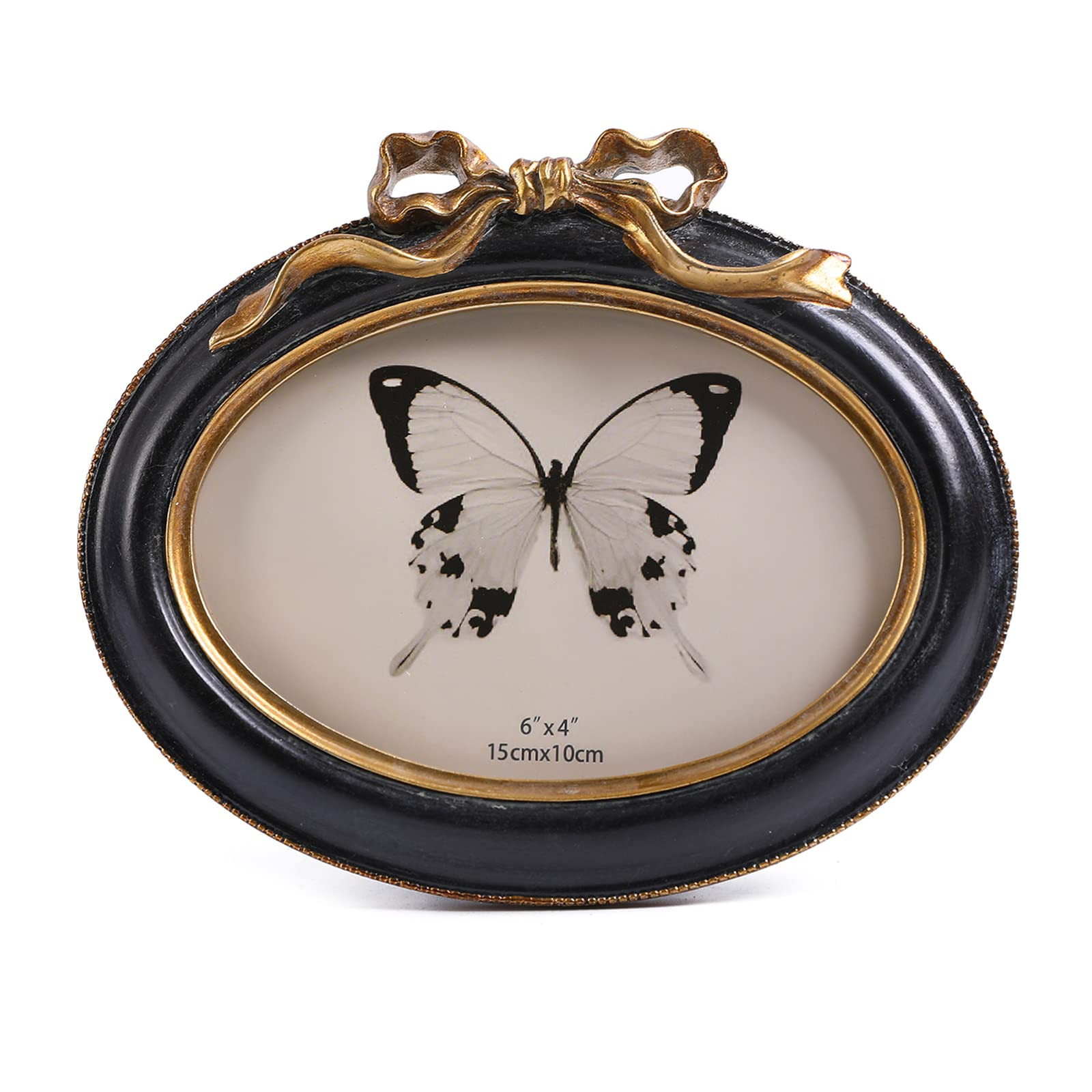 SIKOO Vintage Picture Frames 4x6 Oval Bow Picture Frame Tabletop and Wall Mount Bow Decor Antique... | Amazon (US)