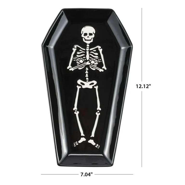 Halloween Earthenware Coffin Shaped Serving Tray, 12.12 in x 7.04 in, by Way To Celebrate | Walmart (US)