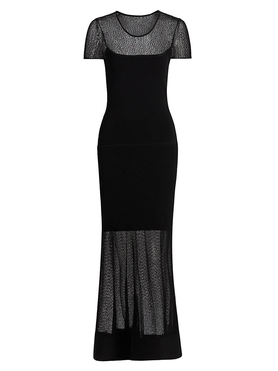 Women's Sheer Mesh Sheath Maxi Dress - Black - Size Small | Saks Fifth Avenue