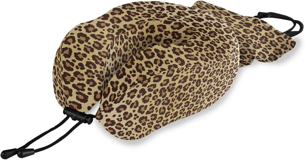 ALAZA Memory Foam Travel Pillow with Snap Clip Animal Leopard Print Geometric Brown Neck Pillow f... | Amazon (US)