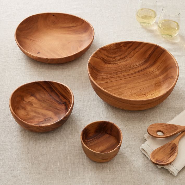 Organic Shaped Wood Serving Bowls | West Elm (US)