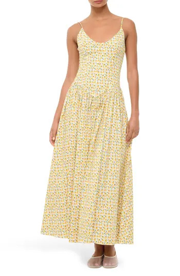 STAUD Dena Floral Cotton Maxi Dress in On The Vine Golden at Nordstrom Rack, Size 0 | Nordstrom Rack