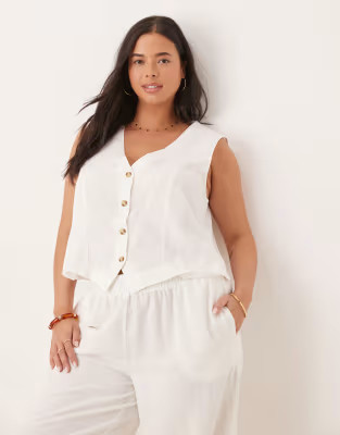 VILA Curve – Kurze, elegante Weste in Weiß, Kombiteil | ASOS (Global)