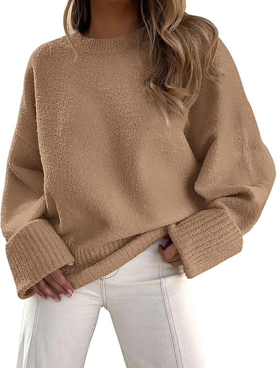 PRETTYGARDEN Womens Oversized Crewneck Pullover Long Sleeve Knit Tops | Amazon (US)