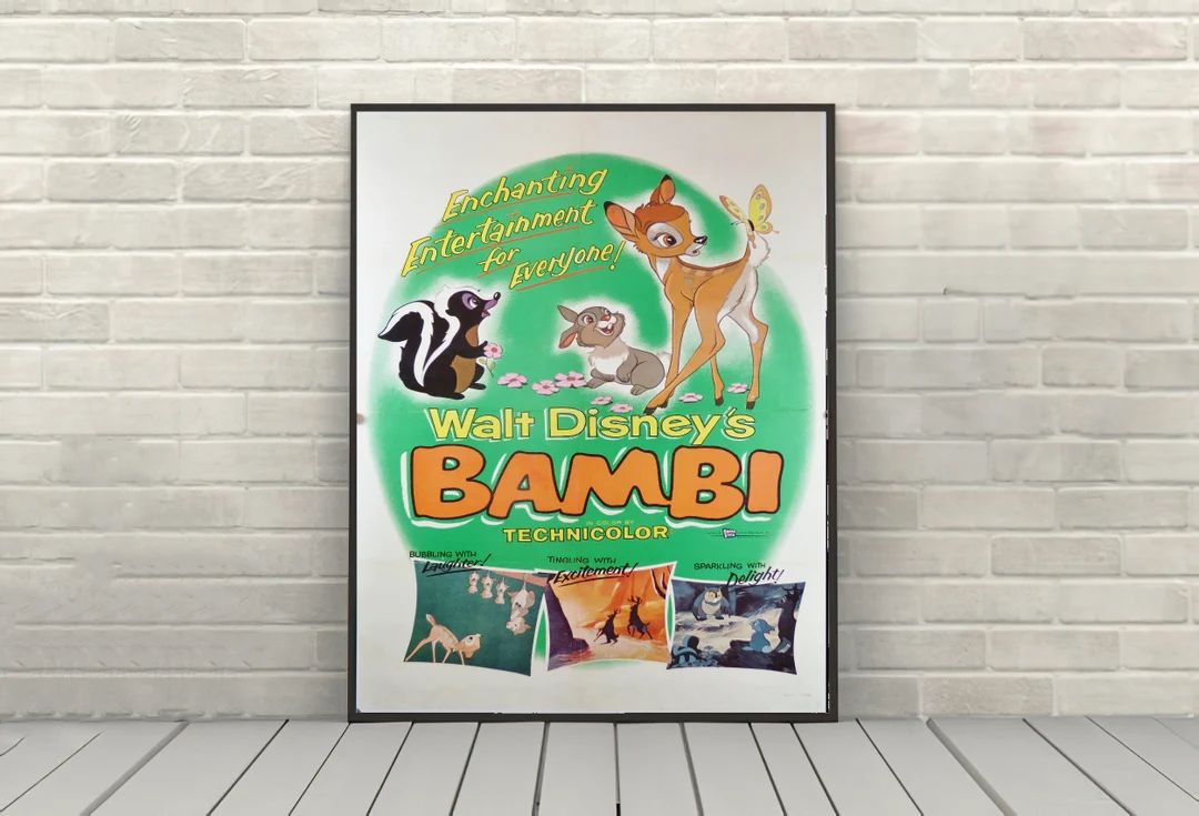 Bambi Movie Poster Vintage Disney Movie Poster Classic Walt Disney Poster Disney World Posters Disne | Etsy (US)
