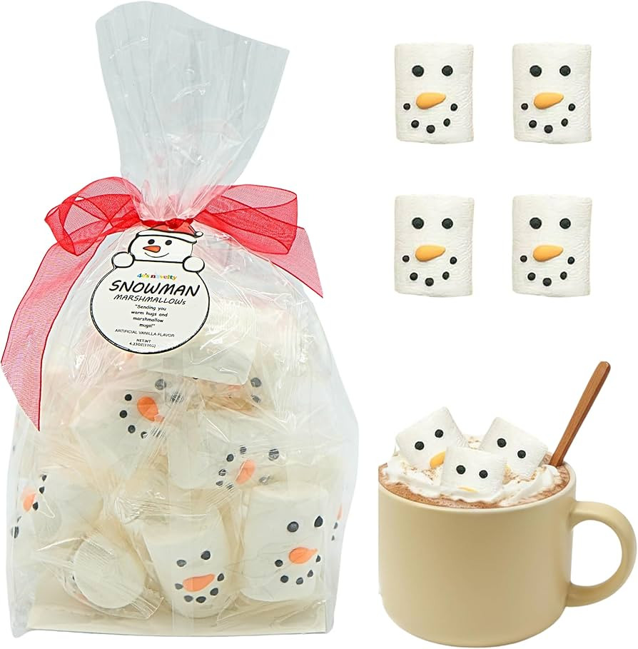 4E's Novelty 16 Pcs Snowman Marshmallow in Gift Bag Individually Wrapped - Large Christmas Marshm... | Amazon (US)