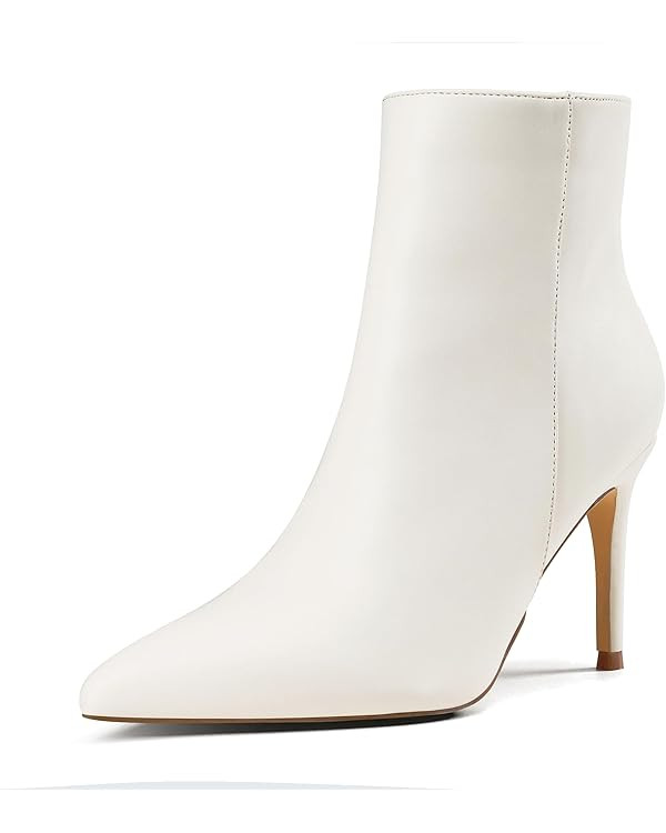 Elisabet Tang stylish fall winter heeled ankle boots for women 3.14 inch - Cute closed toe pointy... | Amazon (US)