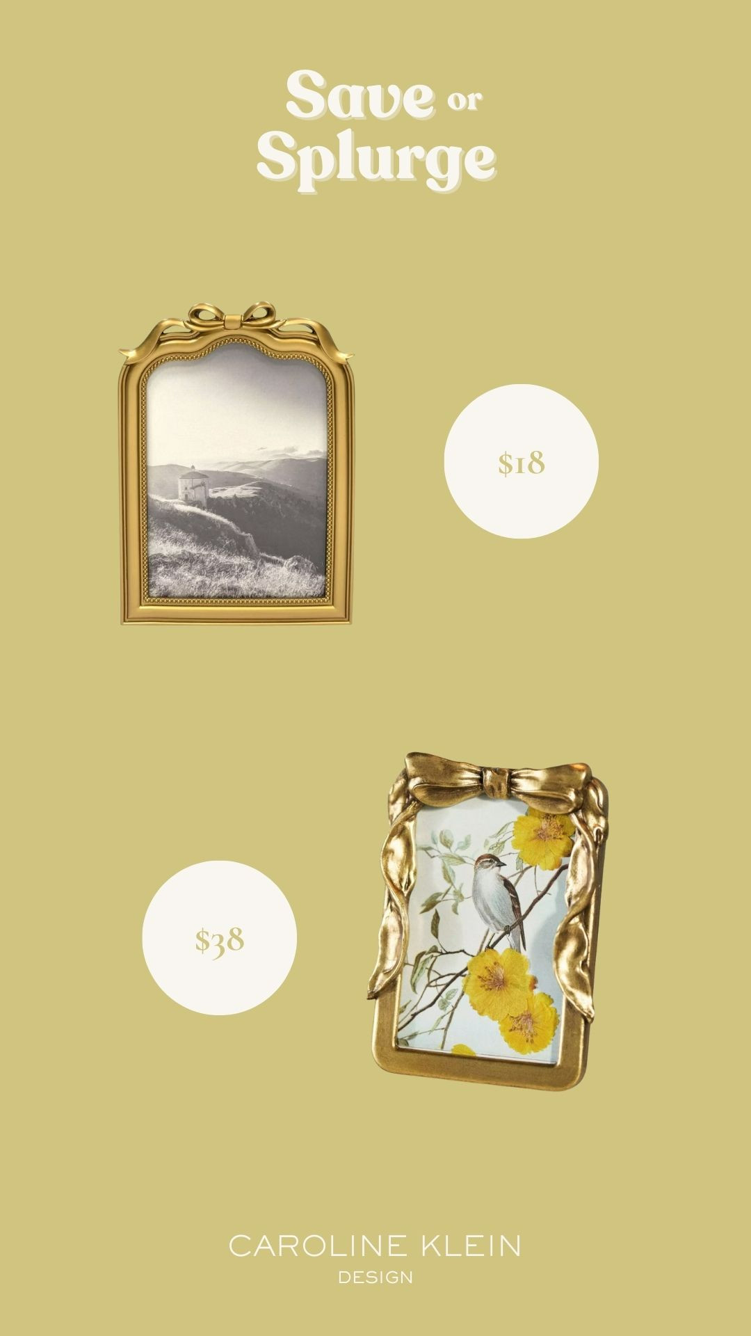Save or Splurge: gold bow picture frames 

 #LTKHome #LTKFindsUnder50