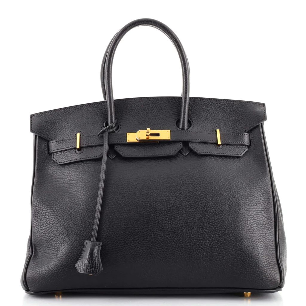 Birkin Handbag Noir Ardennes with Gold Hardware 35 | Rebag