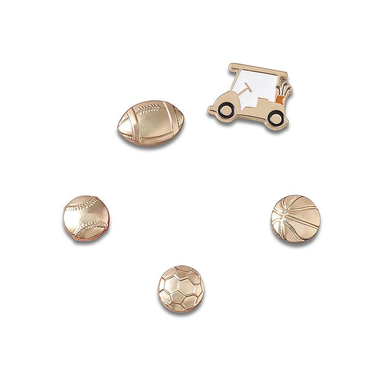 Crocs All Gold Sports Jibbitz Set 5 Pack | Girl's | Gold Metallic | Size One Size | Small Accessories | DSW