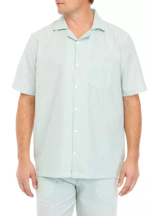 Men's Short Sleeve Woven Seersucker Camp Shirt | Belk
