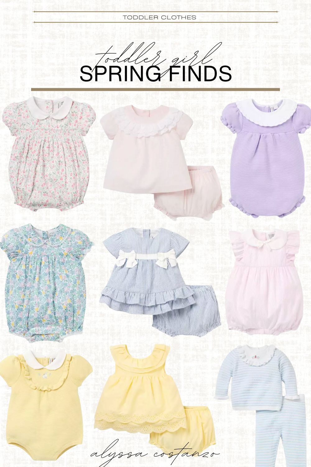 toddler girl spring finds; baby girl spring outfits; bubble rompers; easter dresses for baby; knit sets for toddler girls; butter yellow; floral; peter pan collar; summer outfits for baby; toddler outfit inspo  

 #LTKSpringSale #LTKBaby #LTKKids