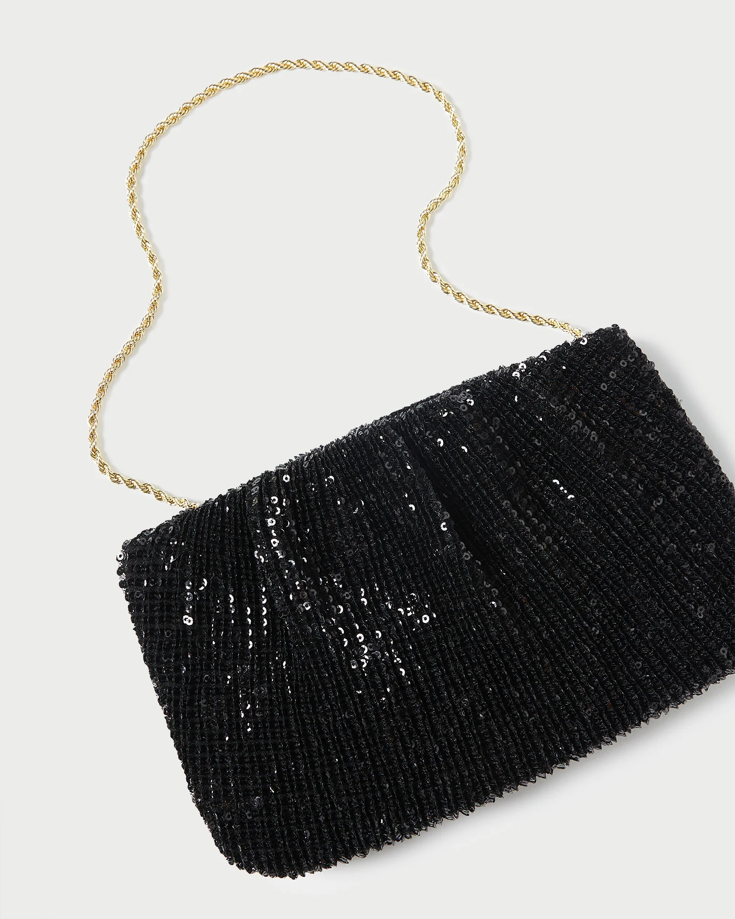 Brit Black Sequin Flat Clutch | Loeffler Randall