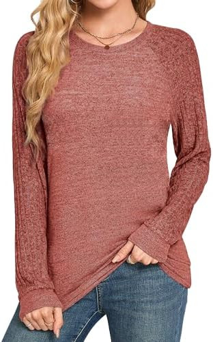 Desol Long Sleeve Shirts for Women, Tunic Tops for Women Casual Loose Fit Crew Neck, 2025 Fall Fa... | Amazon (US)