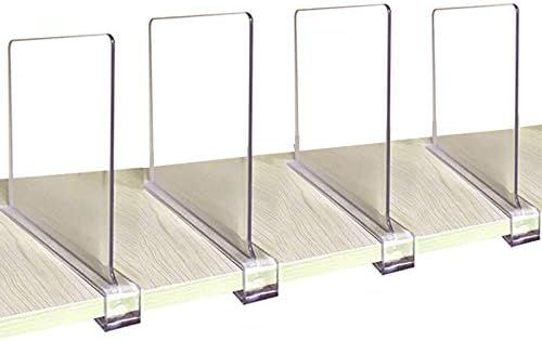 CY craft Acrylic Shelf Dividers for Closets,Wood Shelf Dividers, 4 PCS Clear Shelf Separators,Per... | Amazon (US)