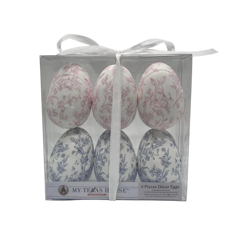 Fabric Floral Easter Egg Decorations, Pink and Blue, 6 Count, by My Texas House | Walmart (US)