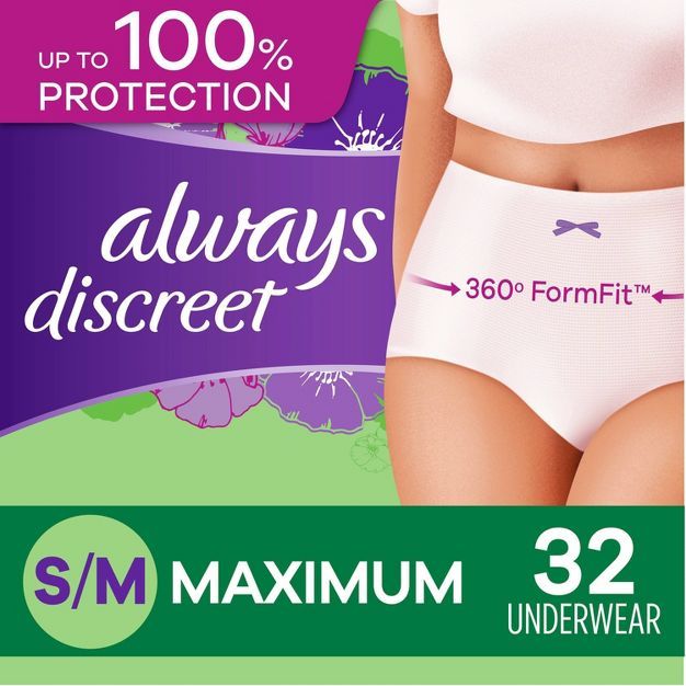 Always Discreet Incontinence & Postpartum Incontinence Underwear for Women - Maximum Protection -... | Target