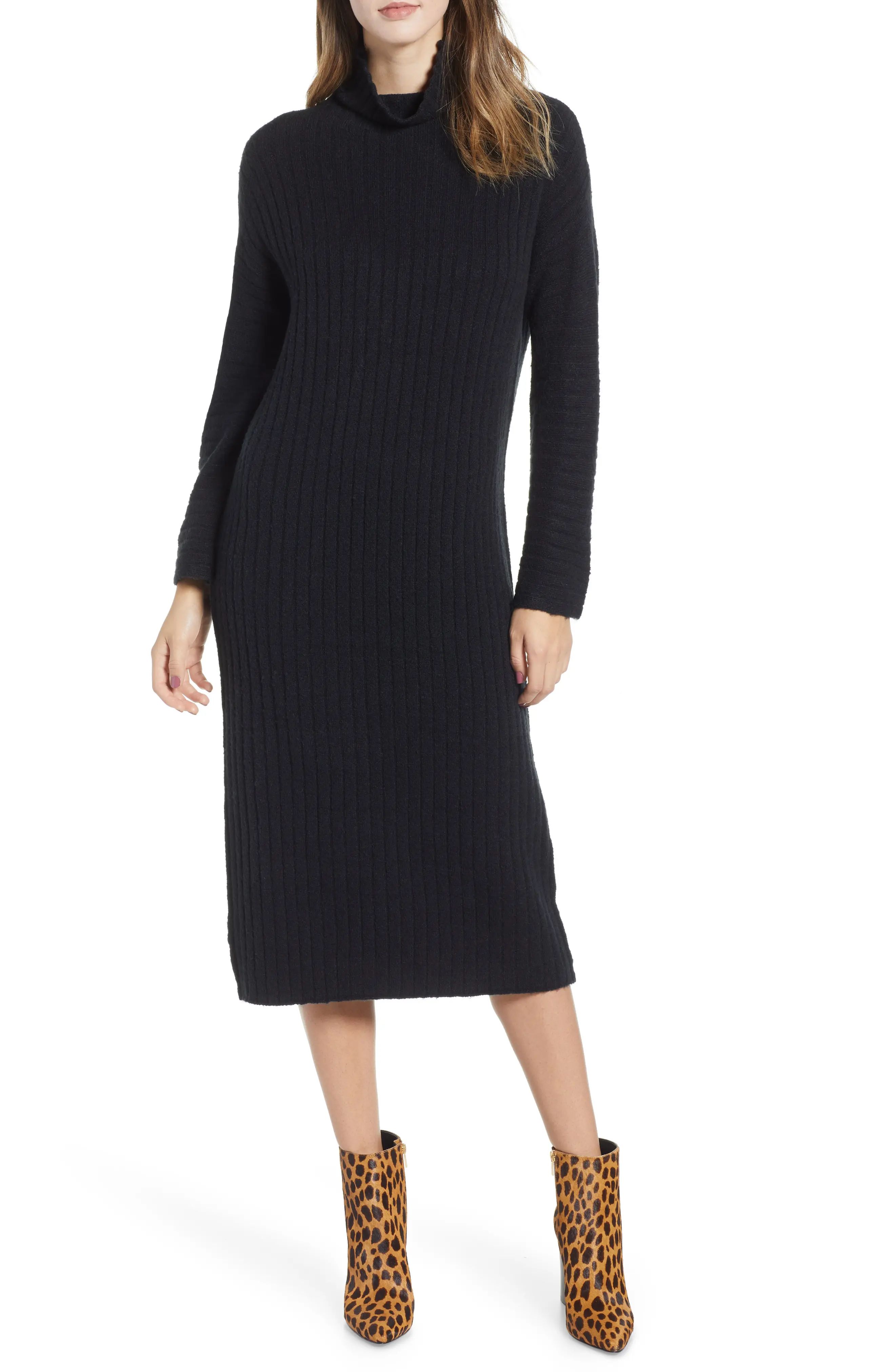Leith Rib Midi Sweater Dress | Nordstrom | Nordstrom