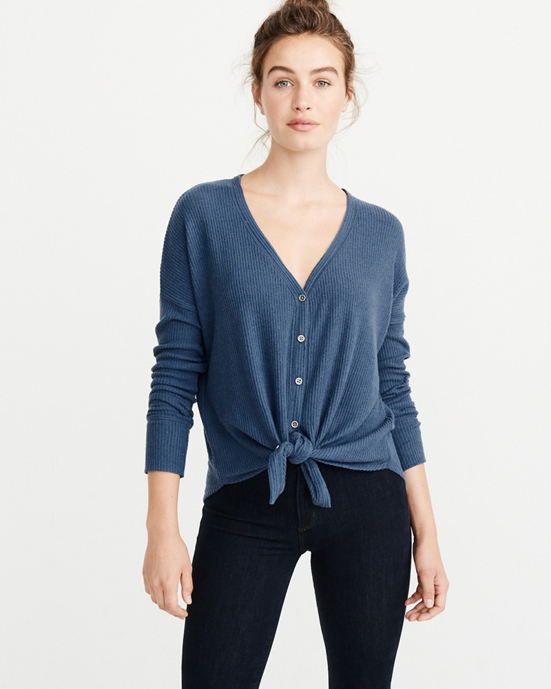 Tie-Front Button-Up Top | Abercrombie & Fitch US & UK