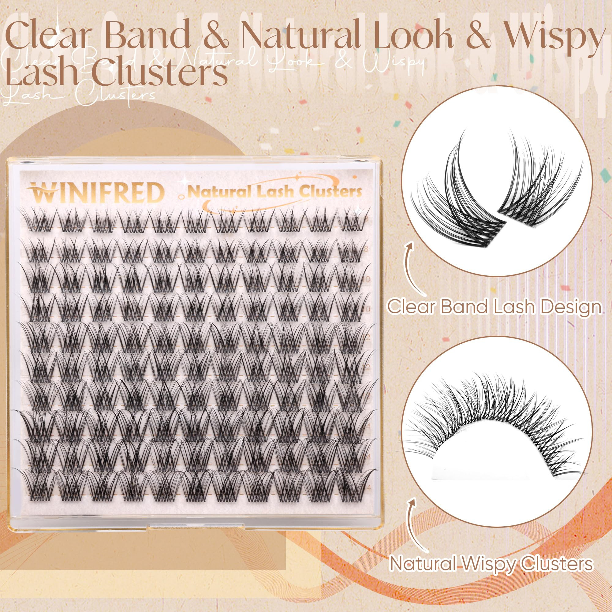 Amazon.com: Natural Lash Clusters Clear Band Eyelash Clusters Wispy Lashes Clusters 8-14mm Cluste... | Amazon (US)