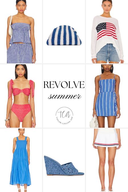 4th of July favorite looks from revolve! 

Red bikini
Tennis skirt
Stripe dress
USA sweater
 Blue dress 
Beach clutch 
Summer wedge
Denim sandal 

#LTKStyleTip #LTKSeasonal #LTKSwim
