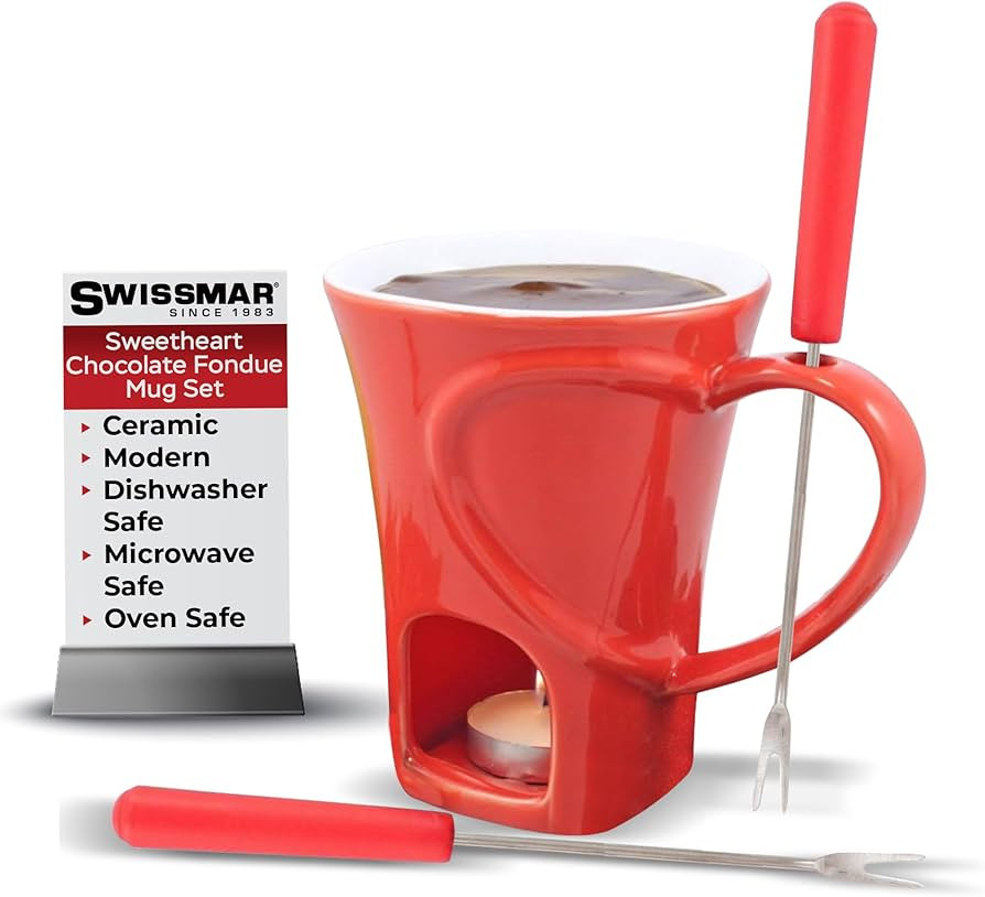 Swissmar F12066 Sweetheart Schokoladen Fondue Becher Set 4-teiliges, Gusseisen/Edelstahl, Rot, Sc... | Amazon (DE)
