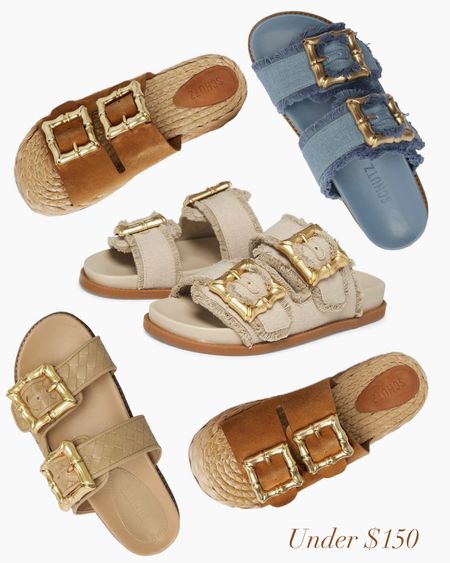 Under $150! The suede is on sale! Obsessed with these new linen fringe summer sandals! These will go with so many outfits and you know I love a gold accent! I’m usually between an 8.5 & 9 and I went with the 8.5 which is perfect. Great for vacation, work and weekends!

Spring shoes
Sandals
Birkenstock slides
Bamboo
Neutral
Tan beige
Beach vacation
Schutz

#LTKShoeCrush #LTKStyleTip #LTKTravel