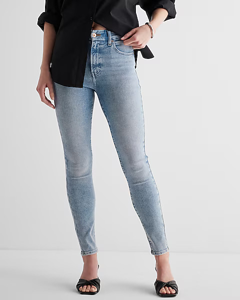 High Waisted Light Wash Flexx Skinny Jeans | Express