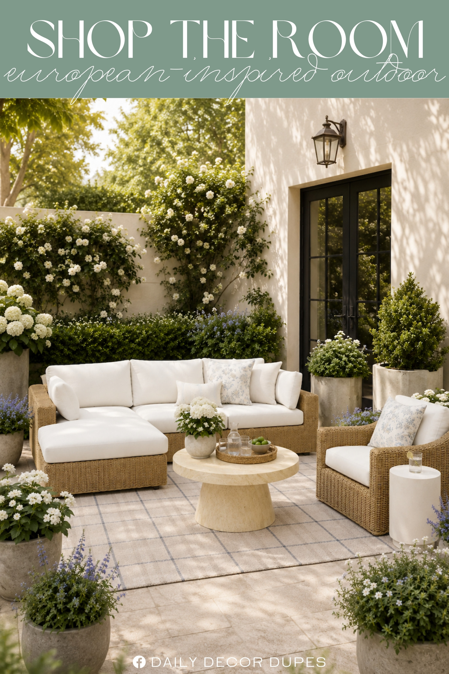 Shop The Room: European-Inspired Outdoor Furniture. Mediterranean Outdoor Furniture. French Country Patio Furniture. Continental Outdoor Living. Modern European Patio. European Outdoor Living. Patio Refresh Inspiration. 

Home more affordable option find copy cat similar look for less budget friendly affordable cheap cheaper beautiful pretty. Clearance sale coupon code discount code promo code luxury lookalike look a like Inspo inspiration inspired by idea ideas Love like these? I share multiple every day in my FB group.
#shoptheroom #europeaninspired #outdoorliving #patioinspiration #outdoorfurniture #patiodecor #mediterraneanstyle #homestyle #resortsyleliving 

 #LTKHome