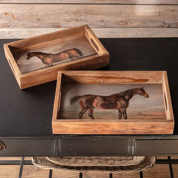 Ranch House Wooden Trays Set of 2 | Antique Farm House