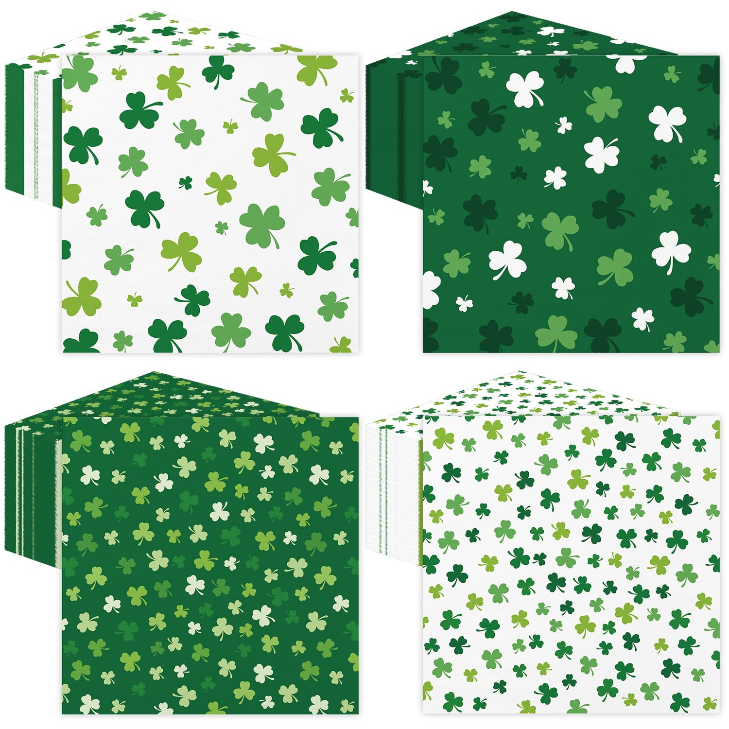 40 Pack St Patrick's Day Paper Napkins Green White Shamrock Clover Disposable Cocktail Napkins fo... | Amazon (US)