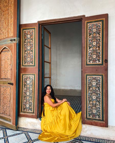Sunshine yellow long silk dress perfect for Morocco! 

#LTKHoliday #LTKtravel